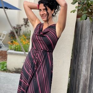 90’s Express Black & Pink Striped Dress